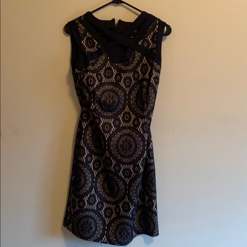 Business/casual dark blue/beige dress